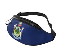 Rich&Rabbit Maine State Flag Print Multifunctional Waist Pack for Hiking Traveling Running Mountain Treks, Black, One Size