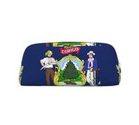 Rich&Rabbit Maine State Flag Print Zipper Cosmetic Makeup Pouch Bag Portable Travel Storage Bag Daily Use Purse, Silver, One Size