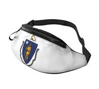Rich&Rabbit Massachusetts State Flag Print Multifunctional Waist Pack for Hiking Traveling Running Mountain Treks, Black, One Size