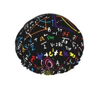 Rich&Rabbit Mathematical Formula Printed Shower Cap for Women Stretchy Reusable Leakproof Double Layer
