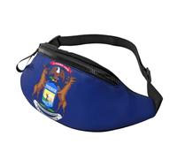 Rich&Rabbit Michigan State Flag Print Multifunctional Waist Pack for Hiking Traveling Running Mountain Treks, Black, One Size