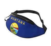 Rich&Rabbit Montana State Flag Print Multifunctional Waist Pack for Hiking Traveling Running Mountain Treks, Black, One Size