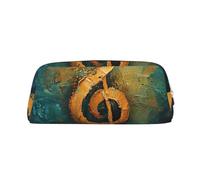 Rich&Rabbit Music Symbol Print Zipper Cosmetic Makeup Pouch Bag Portable Travel Storage Bag Daily Use Purse, Gold, One Size
