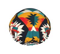 Rich&Rabbit Native American Shower Cap for Women Stretchy Reusable Leakproof Double Layer Shower Cap