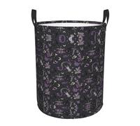 Rich&Rabbit Purple Gothic Spooky Print Round Portable Basket for Dirty Handles, Dirty Clothes Basket etc