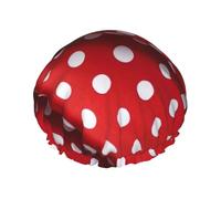 Rich&Rabbit Red and White Polka Dot Shower Cap for Women Stretchy Reusable Shower Cap Leakproof Double Layer Black