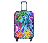 Rich&Rabbit Red flower tropical plant Print Suitcase Cover Washable Travel Luggage Protector Cover Baggage Decoraitve Cover (18-32in), White, XL