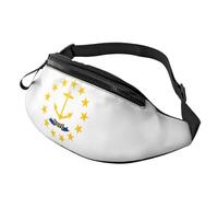 Rich&Rabbit Rhode Island State Flag Print Multifunctional Waist Pack for Hiking Traveling Running Mountain Treks, Black, One Size