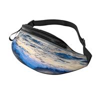 Rich&Rabbit Serene Seaside Sunset Print Multifunctional Waist Pack for Hiking Traveling Running Mountain Treks, Black, One Size