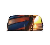 Rich&Rabbit Ship Beach Sunrise Time Nautical Print Zipper Cosmetic Makeup Pouch Bag Portable Travel Storage Bag Daily Use Purse, Gold, One Size