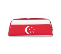 Rich&Rabbit Singapore Flag Print Zipper Cosmetic Makeup Pouch Bag Portable Travel Storage Bag Daily Use Purse, Silver, One Size
