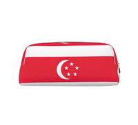 Rich&Rabbit Singapore Flag Print Zipper Cosmetic Makeup Pouch Bag Portable Travel Storage Bag Daily Use Purse, Gold, One Size