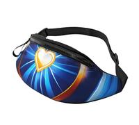 Rich&Rabbit Sky Blue Heart Print Multifunctional Waist Pack for Hiking Traveling Running Mountain Treks, Black, One Size