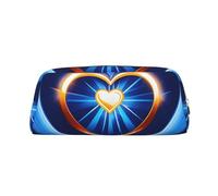 Rich&Rabbit Sky Blue Heart Print Zipper Cosmetic Makeup Pouch Bag Portable Travel Storage Bag Daily Use Purse, Silver, One Size