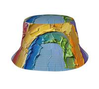 Rich&Rabbit Small Rainbow Print Bucket Hat Unisex Unique Travel Hat Fisherman Cap Sun Hat for Men Women, Black, One size