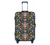 Rich&Rabbit Sugar Horror Skull and Flowers Print Suitcase Cover Washable Travel Luggage Protector Cover Baggage Decoraitve Cover (18-32in), White, M