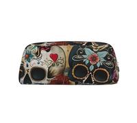 Rich&Rabbit Sugar Skulls Butterfly Print Zipper Cosmetic Makeup Pouch Bag Portable Travel Storage Bag Daily Use Purse, Silver, One Size