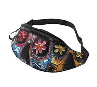 Rich&Rabbit Sugar Skulls Print Multifunctional Waist Pack for Hiking Traveling Running Mountain Treks, Black, One Size