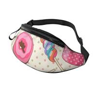 Rich&Rabbit Sweet Lollipop Cupcake Print Multifunctional Waist Pack for Hiking Traveling Running Mountain Treks, Black, One Size