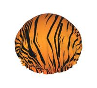 Rich&Rabbit Tiger Stripe Print Shower Cap for Women Stretchy Reusable Leakproof Double Layer