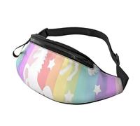 Rich&Rabbit Unicorns On Colorful Stripes Print Multifunctional Waist Pack for Hiking Traveling Running Mountain Treks, Black, One Size