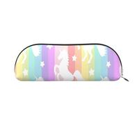 Rich&Rabbit Unicorns On Colorful Stripes Print Versatile Zipper Pouches Cosmetics Tiny Accessories Small Parts Storage Bags, Silver, One Size