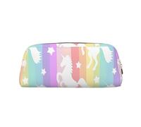 Rich&Rabbit Unicorns On Colorful Stripes Print Zipper Cosmetic Makeup Pouch Bag Portable Travel Storage Bag Daily Use Purse, Gold, One Size