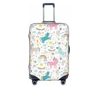 Rich&Rabbit Unicorns Red Print Suitcase Cover Washable Travel Luggage Protector Cover Baggage Decoraitve Cover (18-32in), White, XL