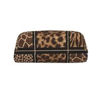Rich&Rabbit Wild Zoo Print Zipper Cosmetic Makeup Pouch Bag Portable Travel Storage Bag Daily Use Purse, Gold, One Size