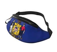 Rich&Rabbit Wisconsin State Flag Print Multifunctional Waist Pack for Hiking Traveling Running Mountain Treks, Black, One Size