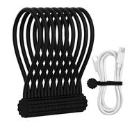 Rich&Ray Magnetic Reusable Silicone Cable Ties, Phone Cord Holder, Magnetic Cable Ties for Headphone Cables, Charging Cable Organizer, Book Markers, Hanging Stuff (Silicone Twist Ties 9Pack-Black)