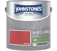 Rich Red Johnstone’s Wall & Ceiling Silk Paint 2.5L - Smooth Silk Finish, Excellent Coverage, Quick Dry, Low Odour Interior Paint for Walls & Ceilings