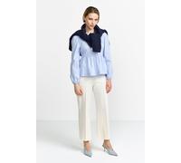 Rich & Royal Cotton Blouse With Peplum Sustainable Skyway Blue size 36 | Longsleeves Outlet | Women | White 36