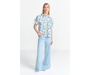 Rich & Royal Printed Cotton Blouse With Details Palace Blue size 42 | Button-Down Shirts Outlet | Women | White 42