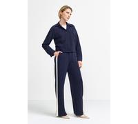 Rich & Royal Scuba Wide Leg Pants With Gallon Striped Midnight Blue size XS | Formal Pants Outlet | Women | White XS