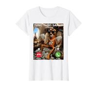 Rich Tung Sahur Money Calling Meme 67 Brainrot Luxury Vibes Value Graphic T-Shirt, Women, White, S