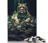Rich Wealthy Tiger Money 1000 Piece Jigsaw Puzzle Family Fun Jigsaws for Adults And Challenging Game,stress Relief Games And Unique Gifts 1000pcs (38x26cm)