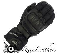 RICHA NASA 2 BLACK LEATHER & SOFTSHELL WATERPROOF MOTORCYCLE MOTORBIKE GLOVE