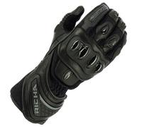 Richa Warrior Evo Motorbike Motorcycle Leather Gloves - Black