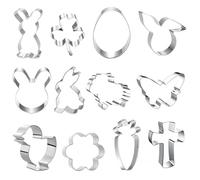 Richaa 12 PCS Easter Cookie Cutters, Bunny Cookie Cutter for Baking DIY, Funny Easter Cutters Egg Clover Bunny Carrots Butterfly Carrot Butterfly Chick