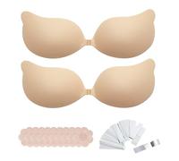 Richaa 2 Pairs Adhesive Sticky Bra for Women, Stick On Bra, Braless Support Strapless Bras for Backless Dress & Strapless Dress Nude Halter Bras