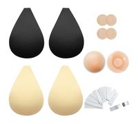 Richaa 2 Pairs Stick on Bra, Invisible Sticky Bra for Backless Dresses, Strapless Bra for Wedding, Party, Swimwear