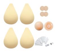 Richaa 2 Pairs Stick on Bra, Invisible Sticky Bra for Backless Dresses, Strapless Bra for Wedding, Party, Swimwear Beige