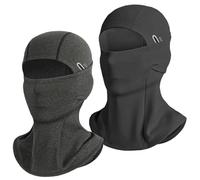 Richaa 2Pcs Thermal Balaclava for Men Women, Winter Hood Fleece Ski Mask Snood, Windproof Cycling Balaclava Full Face Cover Under Helmet Hat for Outdoor Sports Motorcycle Skiing Bicycle, Black + Grey