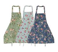 Richaa 3Pcs Kitchen Flower Aprons for Women, Adjustable Vintage Canvas Cooking Aprons with Big Pocket, Ladies Chef Bakers Gardening Arting Painting Apron Mother’s Day Valentine’s Day Gift