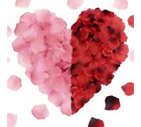 Richaa 4000 Pieces Dried Rose Petals, Artificial Red Rose Flowers Romantic Valentines Decorations, Emulation Roses Petals for Bedroom Wedding Confession Party Decoration (Red + Pink)