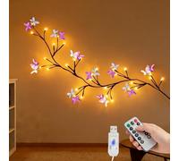 Richaa 63 Inches Butterfly Leaf Twig Lights, 48 Led Flexible Wall Flower Fairy Lights, 8 Modes Butterfly Leaf Tree String Light, Christmas Mother's Valentine's Day Gift Room Home Bedroom Indoor Decor