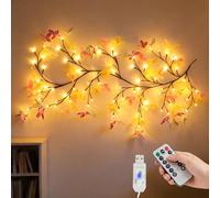 Richaa 63 Inches Butterfly Leaf Twig Lights, 48 Led Flexible Wall Flower Fairy Lights, 8 Modes Butterfly Leaf Tree String Light, Christmas Mother's Valentine's Day Gift Room Home Bedroom Indoor Decor