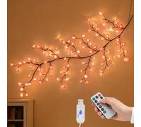 Richaa 91 Inches Cherry Blossom Twig Lights, 144 Led Flexible Wall Flower Fairy Lights, 8 Modes Cherry Blossom Tree String Light, Christmas Mother's Valentine's Day Gift Room Home Bedroom Indoor Decor