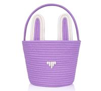 Richaa Easter Basket for Kids, Woven Bunny Egg Hunt Basket with Handle, Empty Easter Gifts Buckets for Boys, Girls